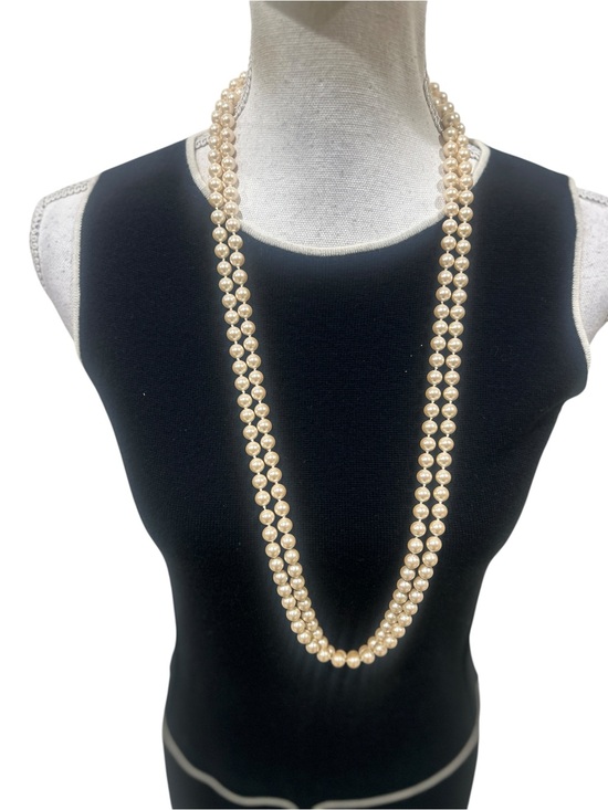 Monet Jewelry - Vintage 1990’s Monet Double-Strand blush Cream long Pearl Necklace silk pouch